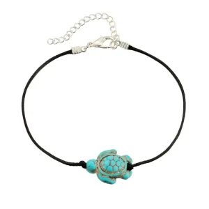 Lady Hot Vintage Beach Blue Turtle Shape Pendant Anklet