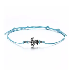 Girl Simple Elegant Turtle Shape Pendant Wax Rope Anklet