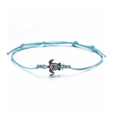 Girl Simple Elegant Turtle Shape Pendant Wax Rope Anklet
