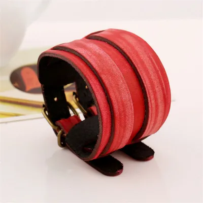 Punk Wide Leather Double Buckle Unisex Bracelet