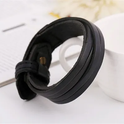 Fashion Punk Wide Leather Man's Bracelet