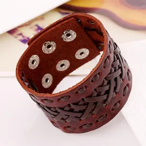 Punk Braided Wide Leather Men's Bracelet
