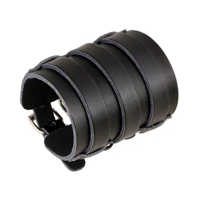 Men's Statement Punk Wide Leather Bracelet