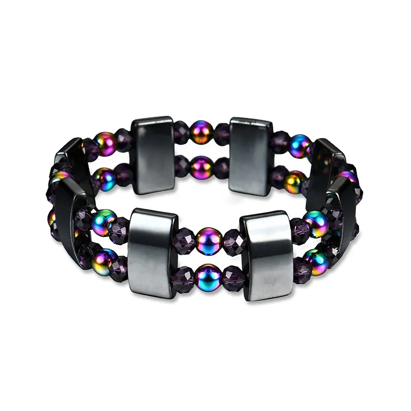 Fashion Style Multicolor Handmade Double Layer Hematite Unisex Bracelet