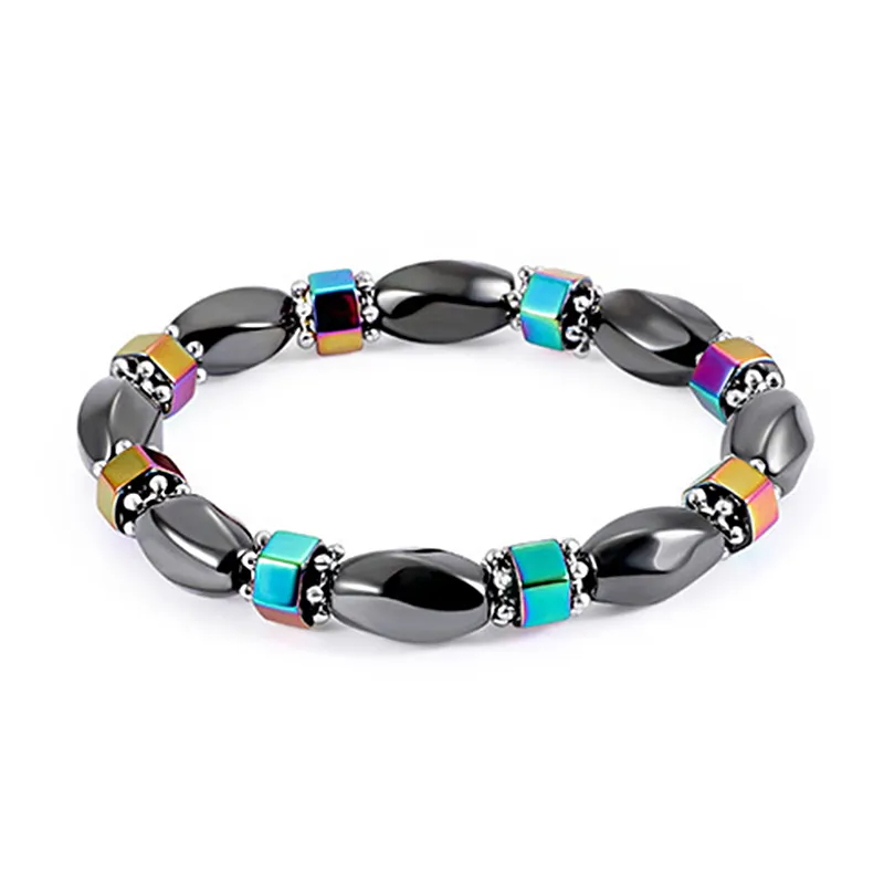 Unisex Handmade Hematite Beads Bracelet Multicolor