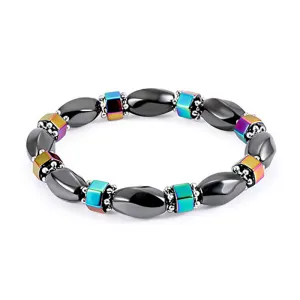 Unisex Handmade Hematite Beads Bracelet Multicolor