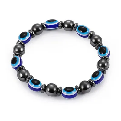New Sales Blue Evil Eye Handmade Hematite Beaded Unisex Bracelet