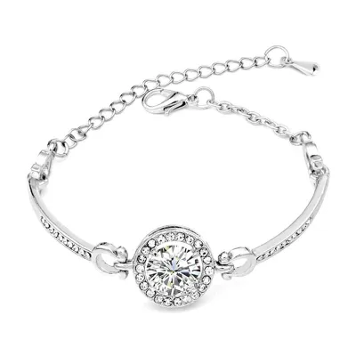 Elegant Lady Luxury Shiny Zircon Decoration Simple Design Alloy Bracelet