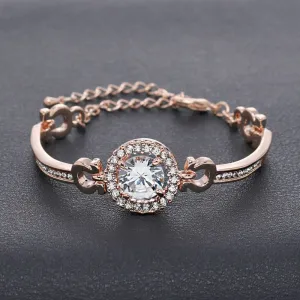 Elegant Lady Luxury Shiny Zircon Decoration Simple Design Alloy Bracelet