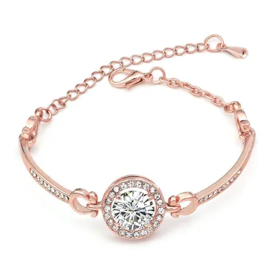 Elegant Lady Luxury Shiny Zircon Decoration Simple Design Alloy Bracelet
