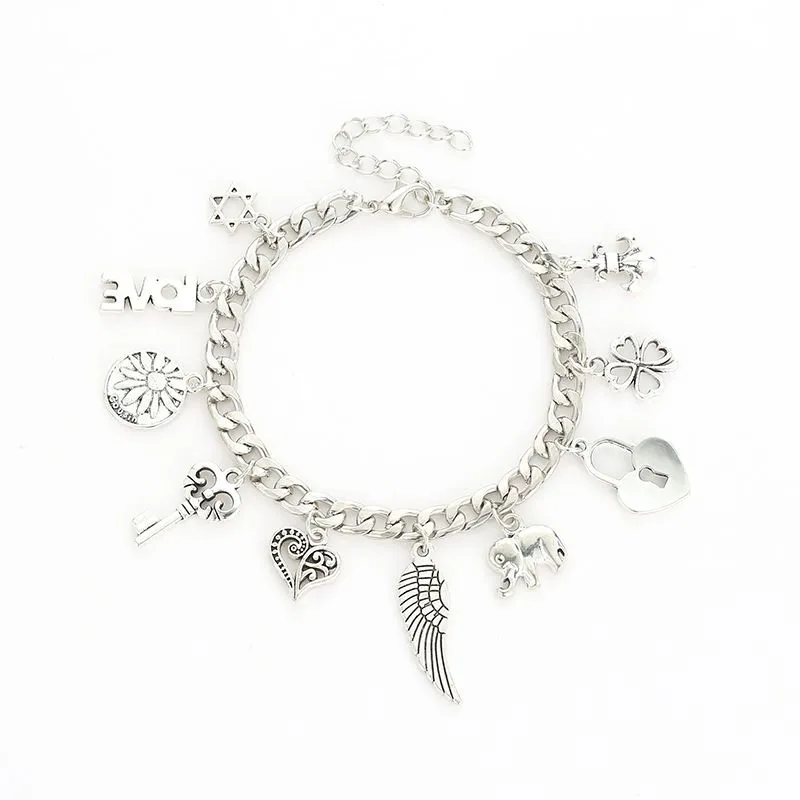 Fashion Silver Plated Women Alloy Heart-shaped Dangle Bracelets