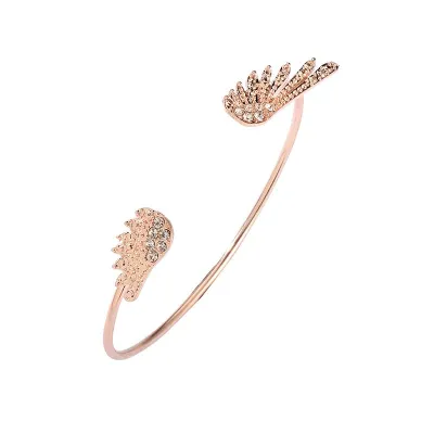 Young Women Exquisite Alloy Angel Wing Rhinestone Cuff Bangle