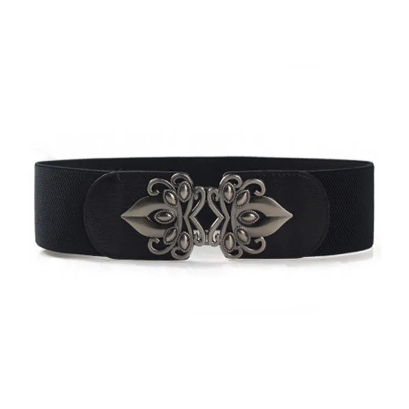 Women Top Grade Wide Elastic Gun Metal Alloy Fashion Corset Belt