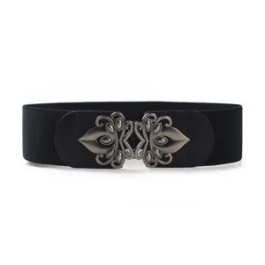 Women Top Grade Wide Elastic Gun Metal Alloy Fashion Corset Belt