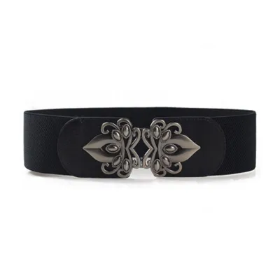 Women Top Grade Wide Elastic Gun Metal Alloy Fashion Corset Belt