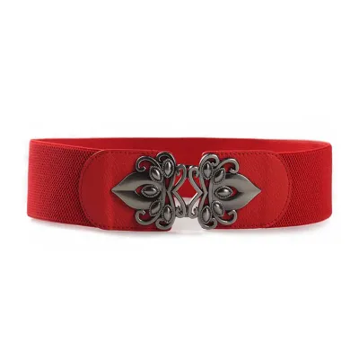 Women Top Grade Wide Elastic Gun Metal Alloy Fashion Corset Belt