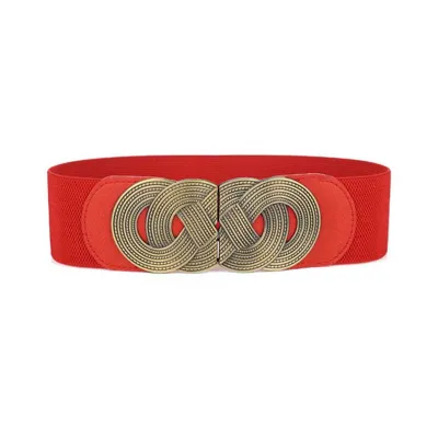 Women High Quality Wide Elastic Bronze Alloy Chinese Knot Corset Belt