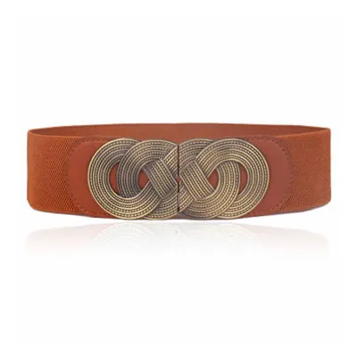 Women High Quality Wide Elastic Bronze Alloy Chinese Knot Corset Belt