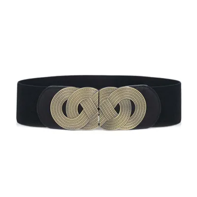 Women High Quality Wide Elastic Bronze Alloy Chinese Knot Corset Belt