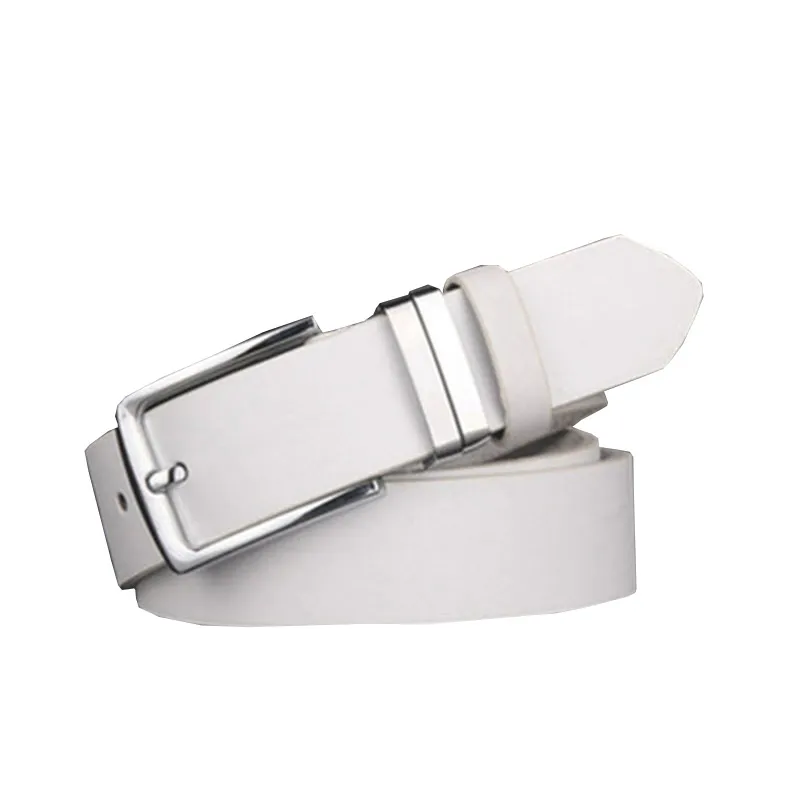 Men PU Body Shiny Silver Alloy Buckle Leisure Belt