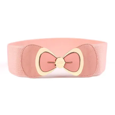Sweet Young Women Fashion Lovely Bowknot Buckle Elastic Stretch Dress Waistband Belt