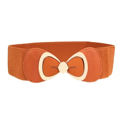 Sweet Young Women Fashion Lovely Bowknot Buckle Elastic Stretch Dress Waistband Belt