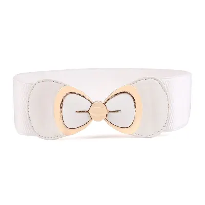 Sweet Young Women Fashion Lovely Bowknot Buckle Elastic Stretch Dress Waistband Belt