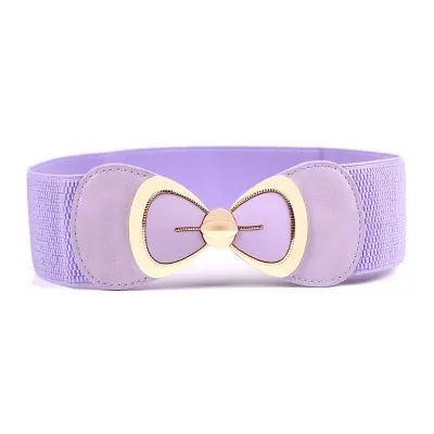 Sweet Young Women Fashion Lovely Bowknot Buckle Elastic Stretch Dress Waistband Belt