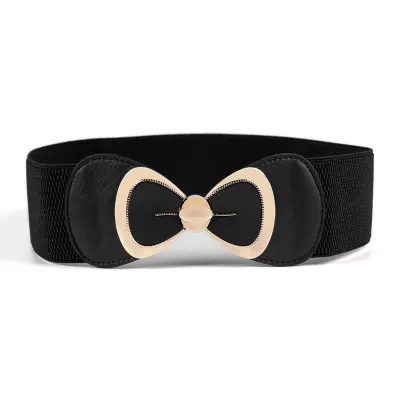 Sweet Young Women Fashion Lovely Bowknot Buckle Elastic Stretch Dress Waistband Belt