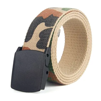 Unique Both Sides Use Men's Outdoor Classic Camouflage Print Canvas Belt