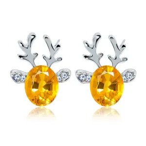 Women Christmas Gift Elk Shape Silver Alloy Stud Earrings