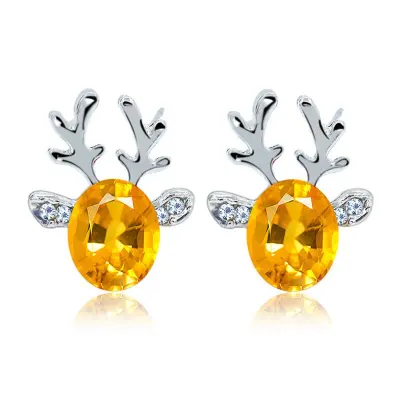 Women Christmas Gift Elk Shape Silver Alloy Stud Earrings