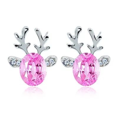 Women Christmas Gift Elk Shape Silver Alloy Stud Earrings