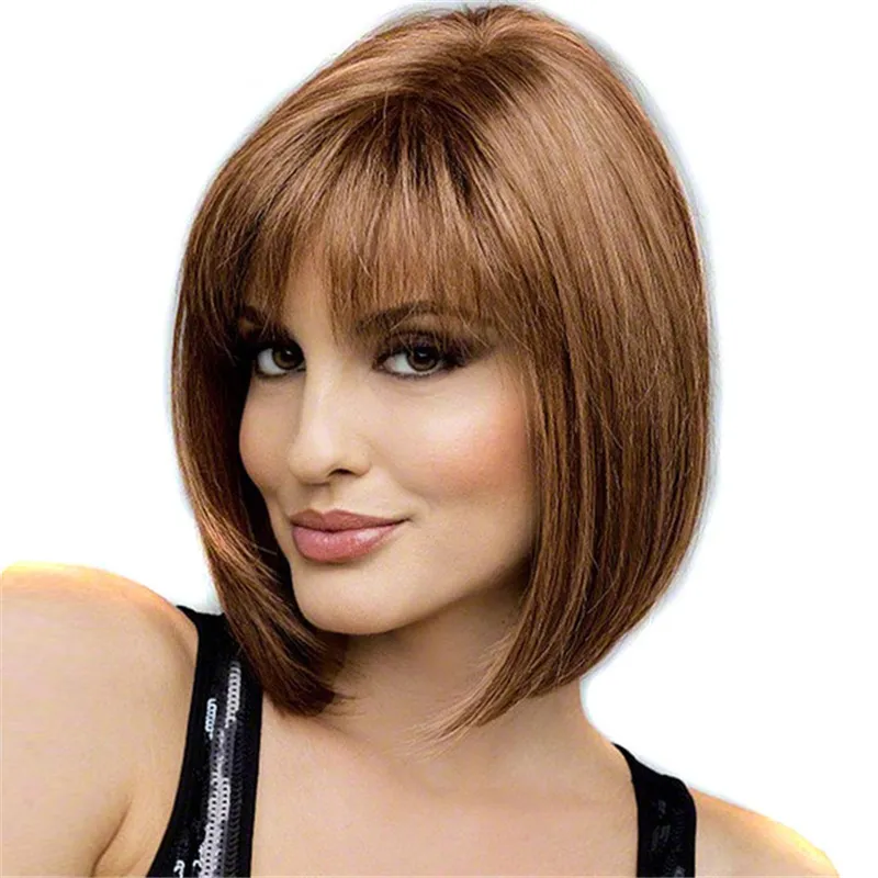Creative Design Straight Brown Short Bob Cosplay Women Wigs