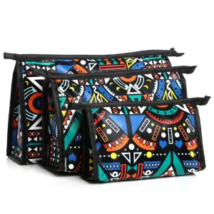 3pcs Travel Makeup Bags Women Cute Cartoon Print PVC Cosmetic Organizer Set