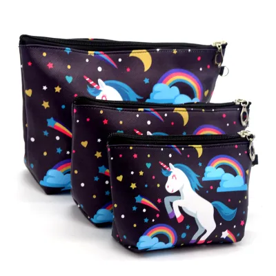 3pcs/set Women Flower Animal Print Travelling Cosmetic Bags PVC Makeup Organizer
