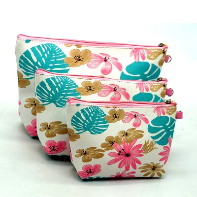 3pcs/set Women Flower Animal Print Travelling Cosmetic Bags PVC Makeup Organizer