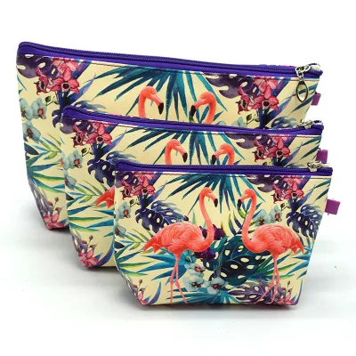 3pcs/set Women Flower Animal Print Travelling Cosmetic Bags PVC Makeup Organizer