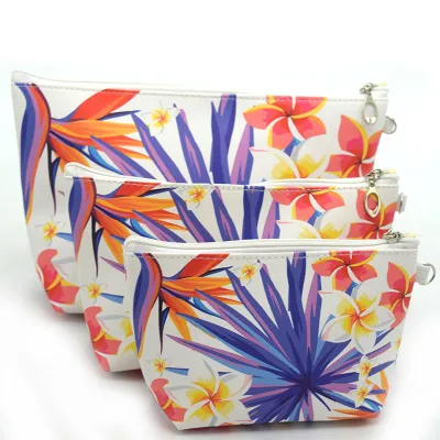 3pcs/set Women Flower Animal Print Travelling Cosmetic Bags PVC Makeup Organizer