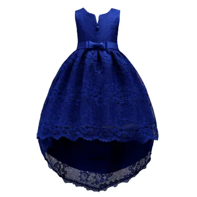 Elegant Girls Solid Color Lace Design Party Wedding Trailing Dress