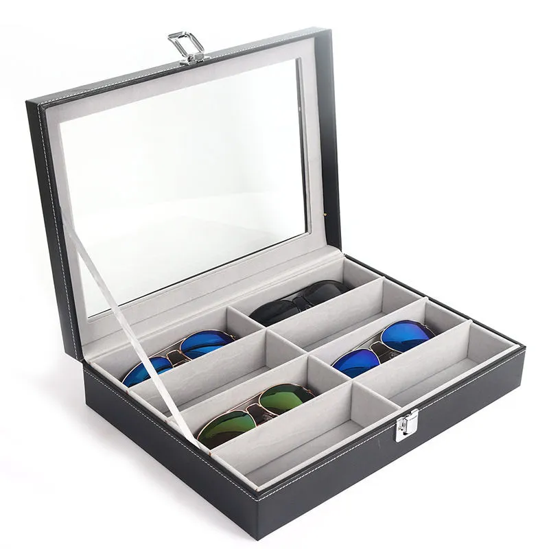 Top Grade Fashion Solid Color PU Leather Sunglasses Storage Box Display