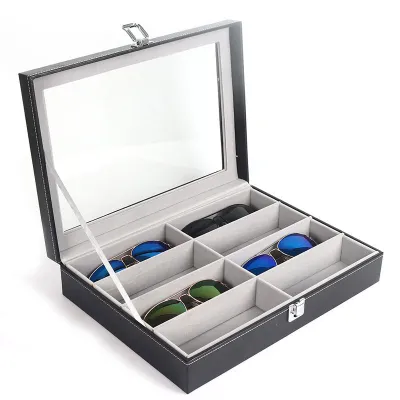 Top Grade Fashion Solid Color PU Leather Sunglasses Storage Box Display