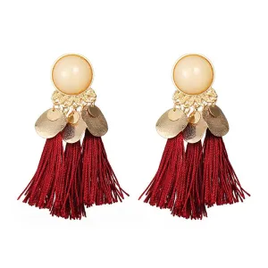 New Arrival Boho Style Alloy Resin Women Tassel Earrings