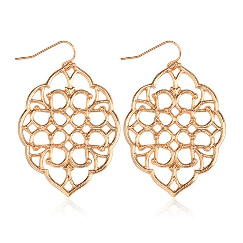 Alloy Hollow Flower Pattern Fashion Women Drop Earrings
