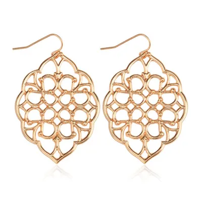 Alloy Hollow Flower Pattern Fashion Women Drop Earrings