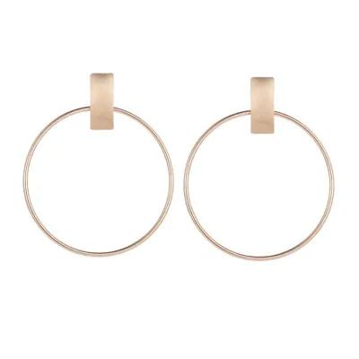 Woman Simple Trendy Geometry Gold Silver Alloy Dangle Earrings