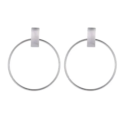 Woman Simple Trendy Geometry Gold Silver Alloy Dangle Earrings