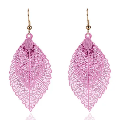 Fashion Simple Double Leaves Alloy Drop Earrings for Women Hot-selling Creative Design