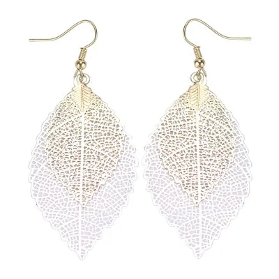 Fashion Simple Double Leaves Alloy Drop Earrings for Women Hot-selling Creative Design