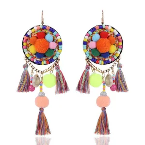 Girl Top Grade Handmade Ethnic Bohemia Colorful Creative Tassel Earrings